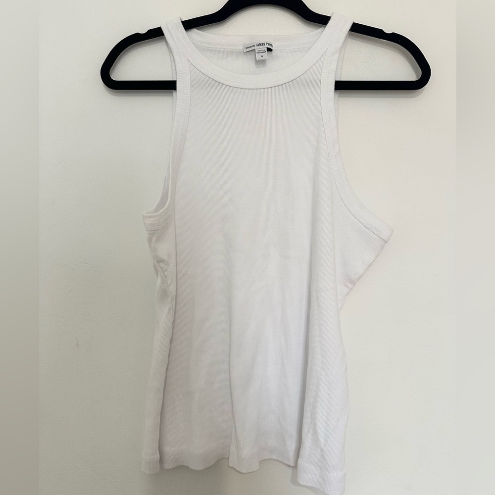 JAMES PERSE Stretch-jersey tank top WHITE SIZE 4/XL